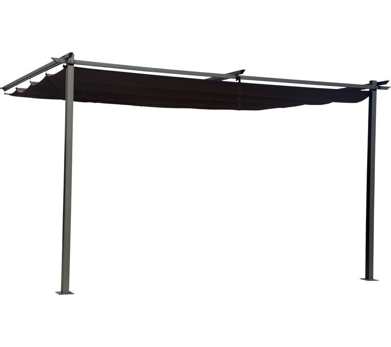Pergola Adossée En Métal Avec Toit Rétractable -  3 X 4 M - Gris Anthracite