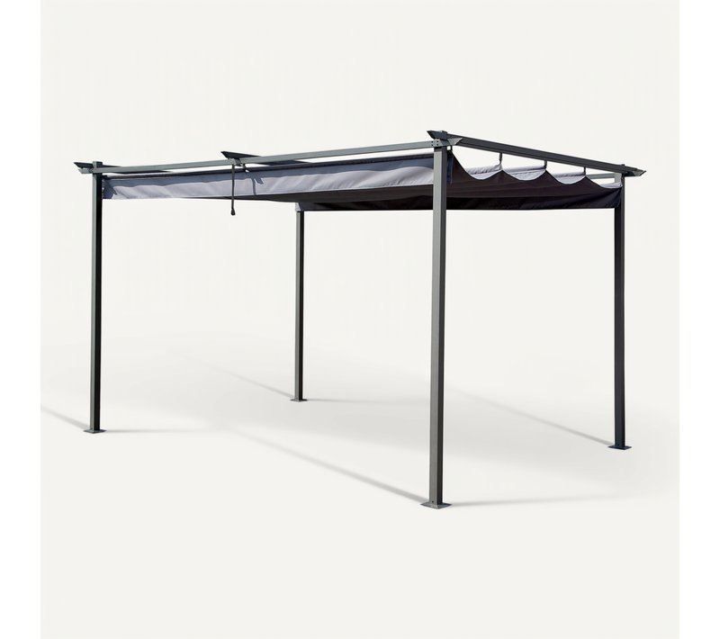 Pergola En Métal Avec Toit Rétractable - 3 X 4 M - Gris