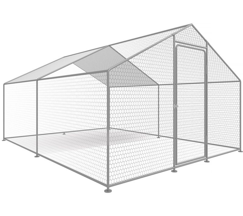 Enclos à Poules 12 M² Parc Grillagé 4 X 3 X 2 M Acier Galvanisé