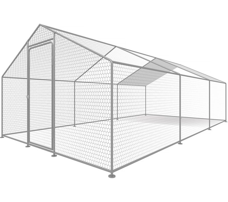 Enclos à Poules 18 M² Parc Grillagé 6 X 3 X 2 M Acier Galvanisé