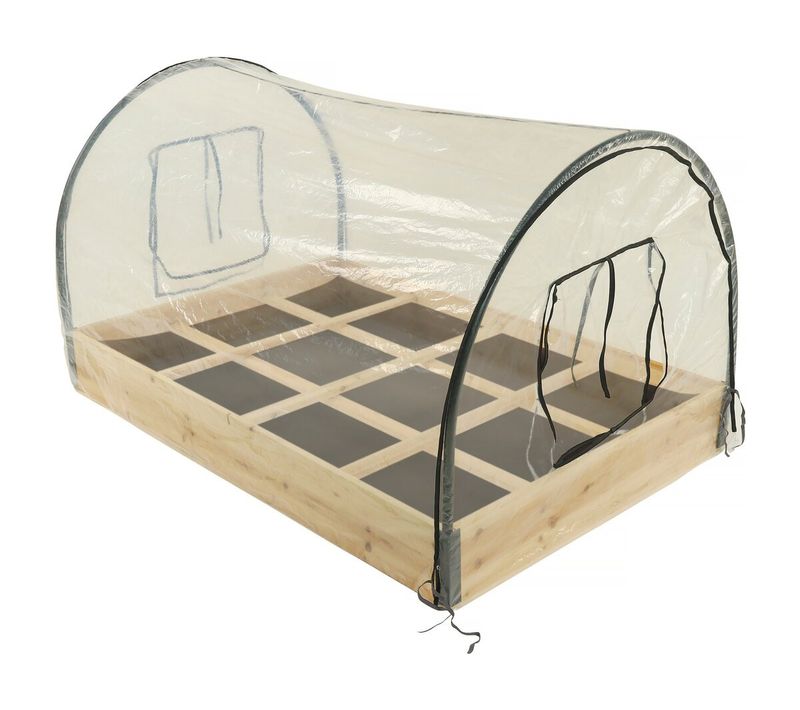 Carré Potager En Bois "muscari" - 116 X 81 X 67,5 Cm - Avec Housse Serre Châssis