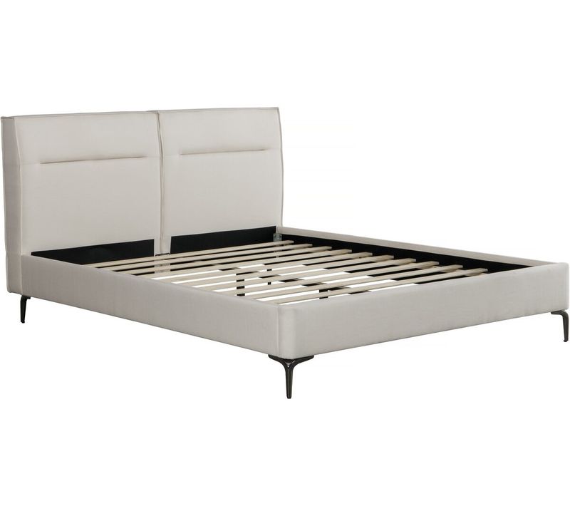 Lit Double En Tissu Design "moritz" - 140 X 190 Cm - Beige