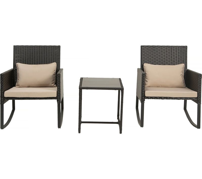 Salon De Jardin à Bascule En Résine Tressée "garden" - Noir