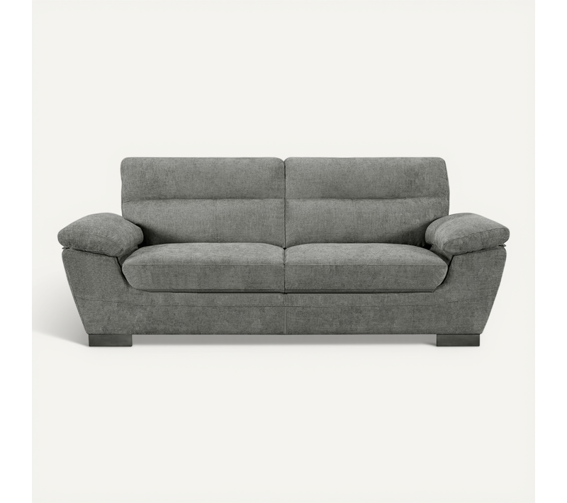 Canapé Fixe En Tissu "dallas" - 210 X 88 X 90 Cm - 3 Places - Gris