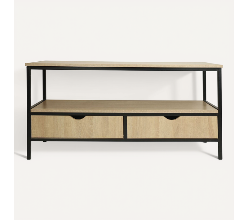 Meuble TV Avec Tiroir Style Industriel "detroit" - 113 X 40 X 55 Cm - Beige