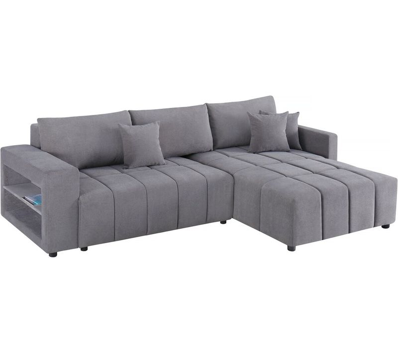 Canapé D'angle Convertible Tissu Bubble 3 Places - "trocadero" - Gris