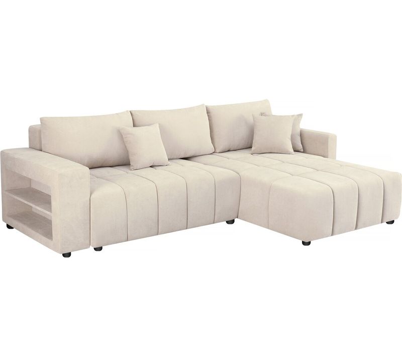 Canapé D'angle Convertible Tissu Bubble 3 Places - "trocadero" - Beige