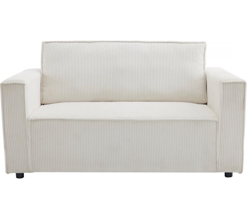 Canapé Droit Convertible En Velours Côtelé "grenelle" - 2 Places - Beige