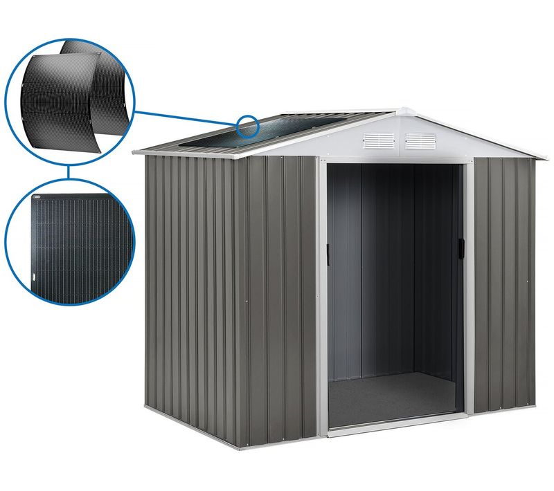 Abri Jardin Métal "dallas" - 5,29 M² Avec Panneaux Solaires - Taupe