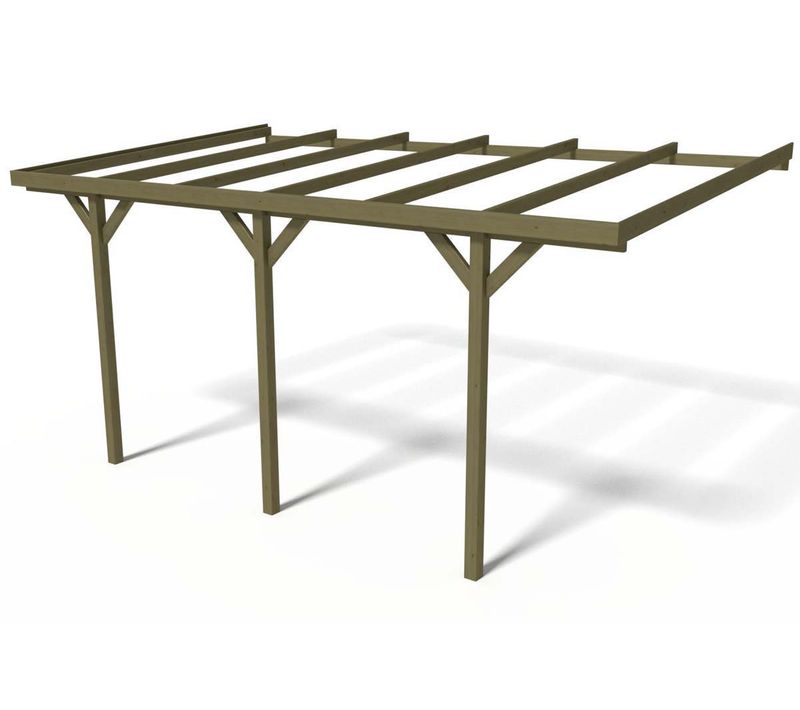 Carport Bois Adossé Voiture " Solar 2  " - 300 X 454 X 245 Cm