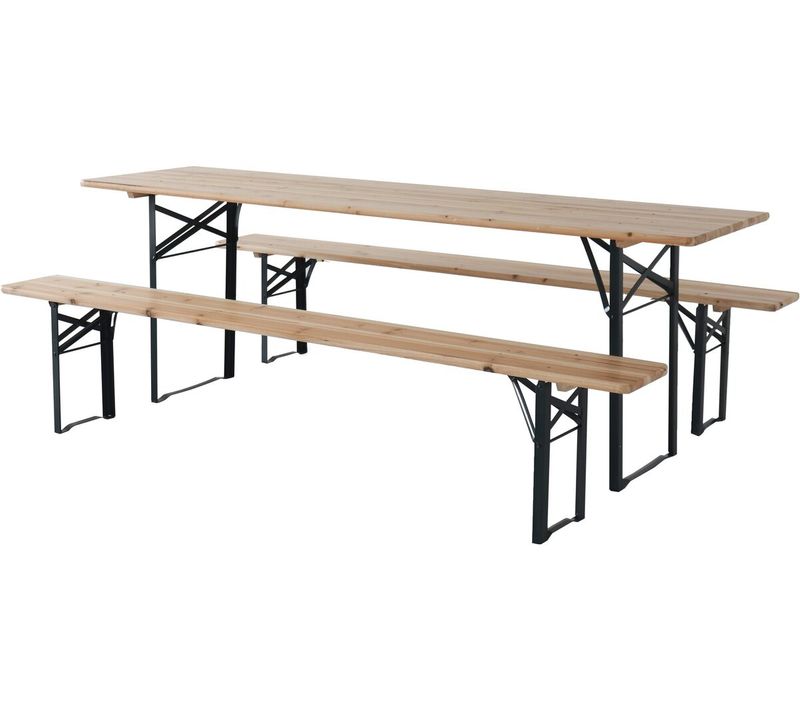 Table De Jardin Brasserie Pliante Avec 2 Bancs " Lisbonne " - 218 X 59,5 X 75 Cm -  Marron