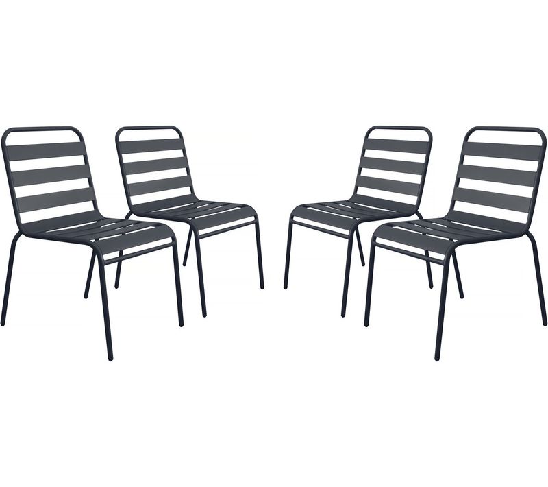 Lot De 4 Chaises De Jardin En Métal Empilables "bilbao" - Gris