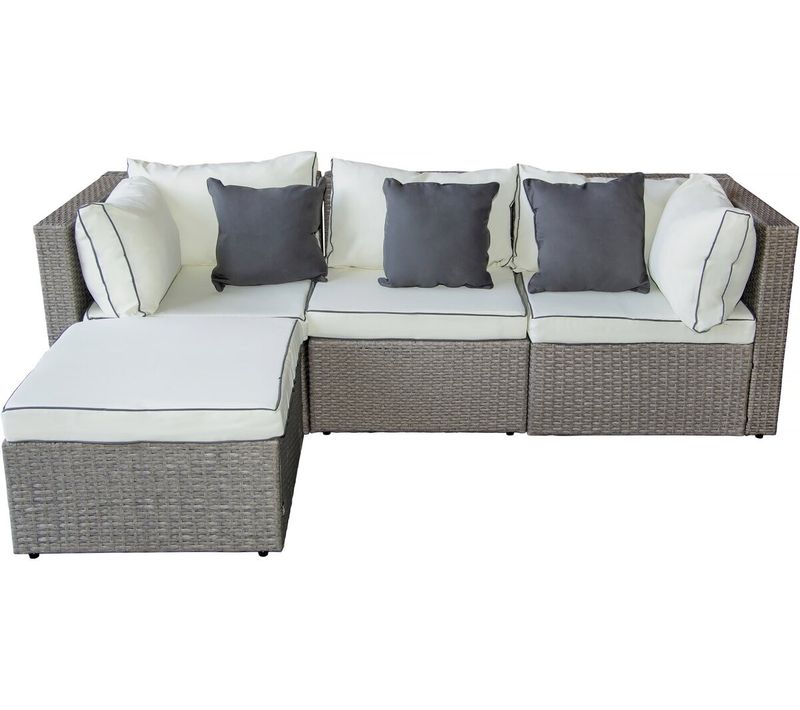 Salon De Jardin Bas En Résine Tressée "kuba" - 3 Places - Gris