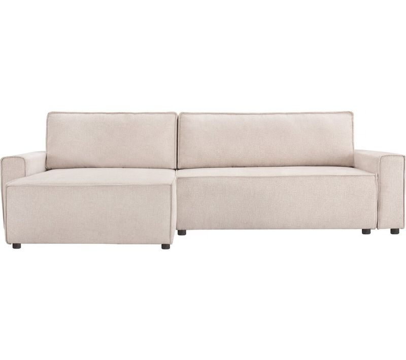 Canapé D'angle Convertible En Tissu Texturé "montaigne" - 4 Places - Beige