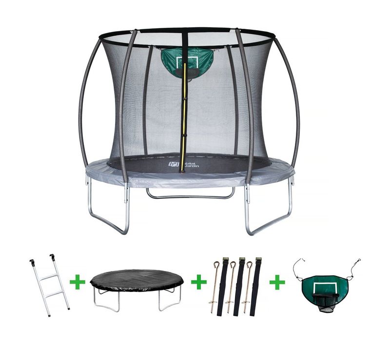 Trampoline Avec Filet Intérieur "jumper" - D. 4,60 M - Gris