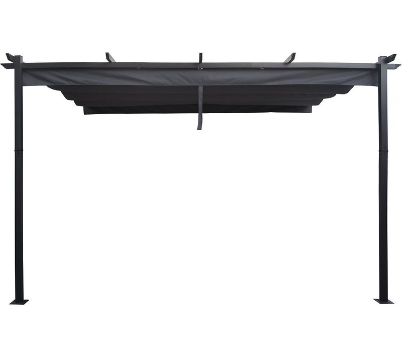 Pergola Adossée En Aluminium Avec Toit Rétractable-  3 X 4 M -  Gris