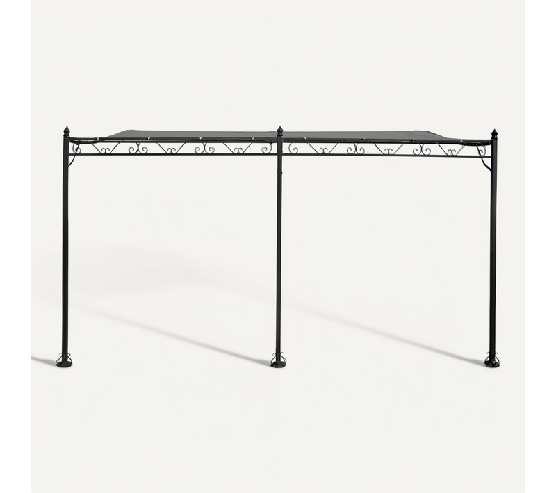 Pergola Tonnelle Adossée En Métal - 3 X 4 M - Gris