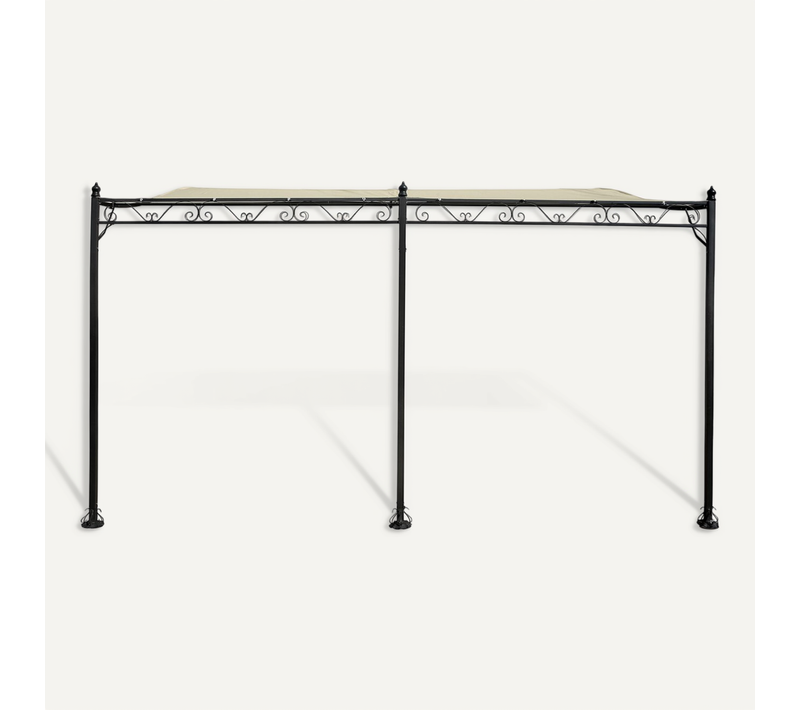 Pergola Tonnelle Adossée En Métal - 3 X 4 M - Beige