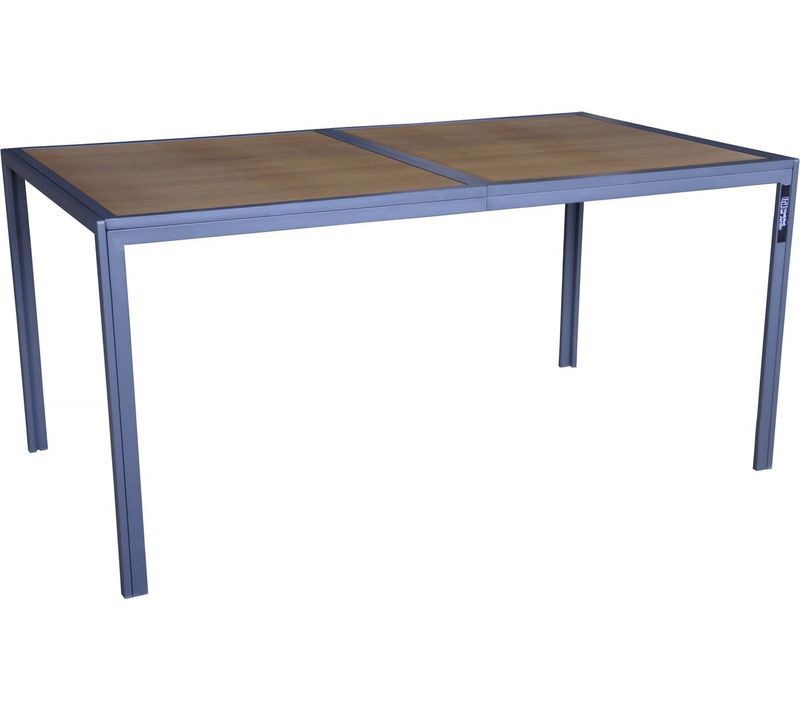 Table De Jardin Métal Imitation Bois "tossa" - 160 X 90 X 75 Cm - Marron