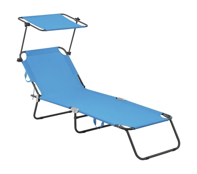 Bain De Soleil Pliable "lazy" - Avec Pare Soleil - Bleu