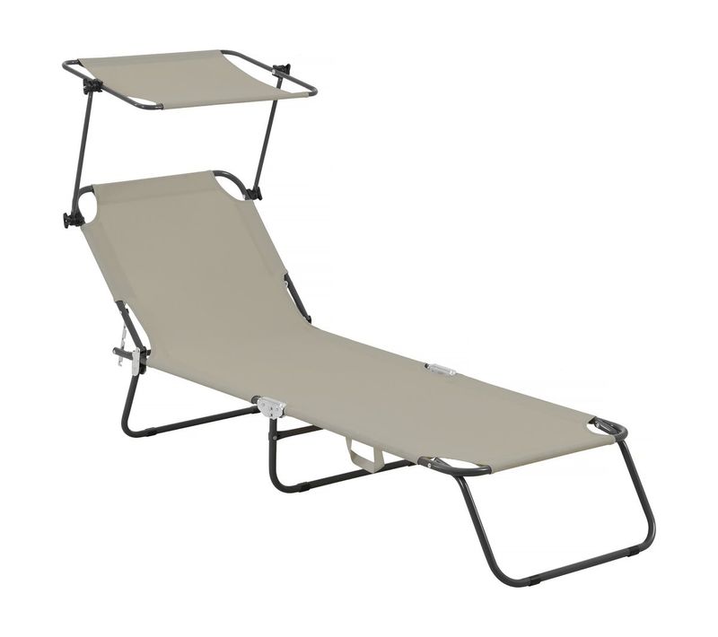 Bain De Soleil Pliable "lazy" - Avec Pare Soleil - Taupe