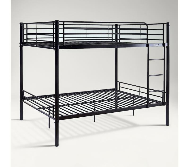 Lit Superposé Double "adam" - Sommier Inclus - 140 X 190 Cm - Noir