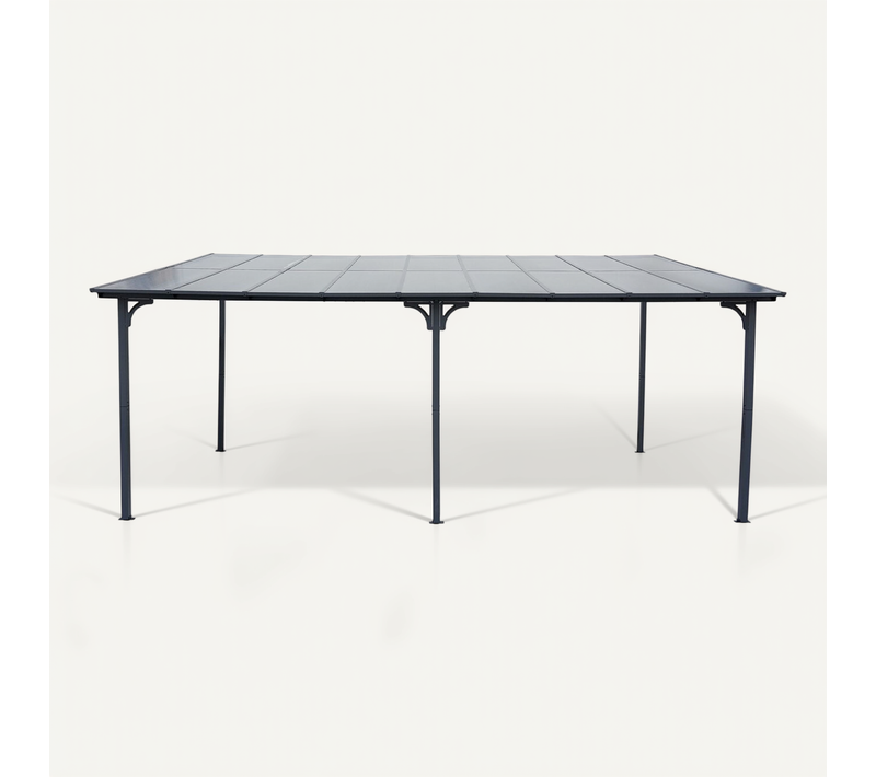 Pergola Tonnelle Adossée "marvin" - 5.5 X 3 M - 545 X 298 X 243 Cm - Gris Foncé