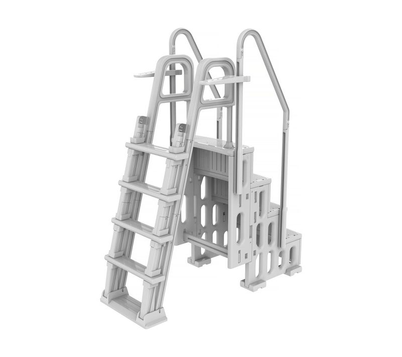 Escalier Double Piscine "mario" Avec Système De Sécurité Enfant