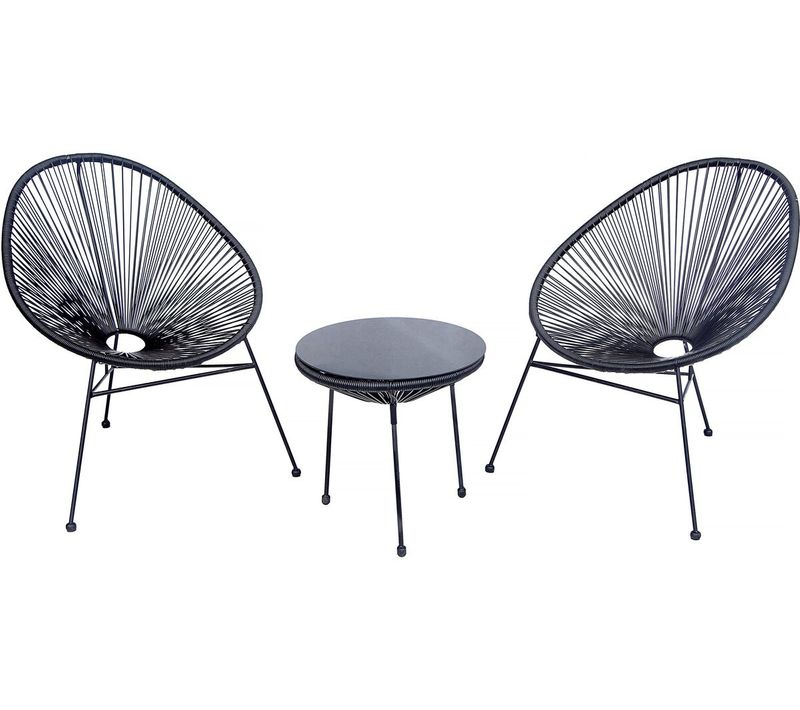 Salon De Jardin Acapulco En Métal "odea" - 2 Places - Noir
