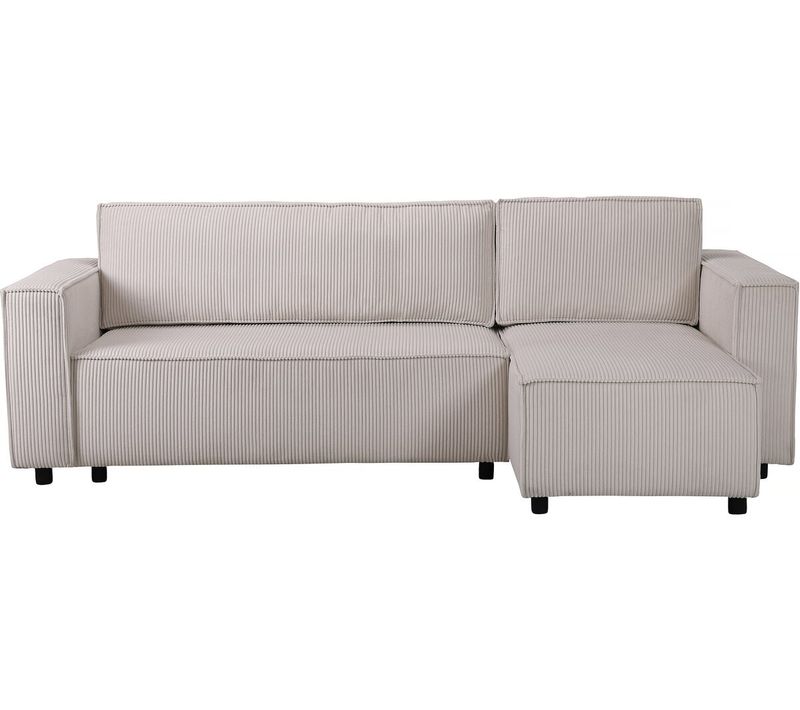 Canapé D'angle En Velours Côtelé "montaigne S" - 3 Places - Beige