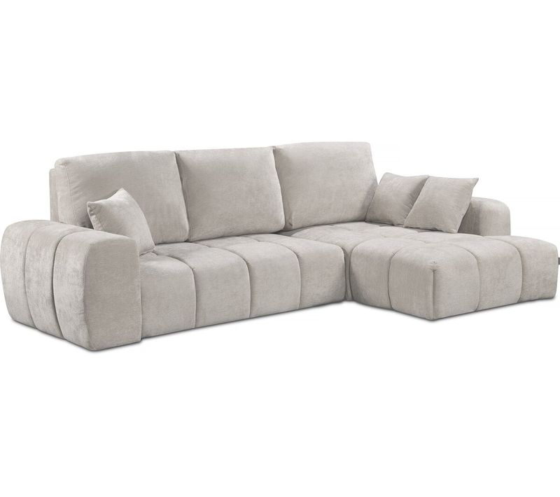 Canapé D'angle Droit Convertible En Tissu Chenille "verneuil" - 3 Places - Beige