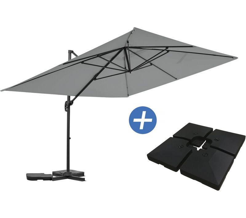 Parasol Jardin Déporté En Aluminium "sky 4" - 3 X 4 M - Gris - Dalles à Lester Incluses