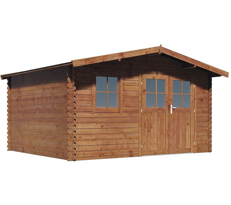 Abri De Jardin En Bois Traité Marron Autoclave "valmont" - 14 M² -28 Mm