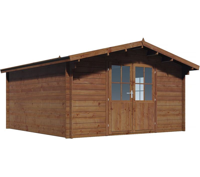 Abri De Jardin Bois Traité Autoclave Marron "montlaur" - 18,9 M² - 35 Mm