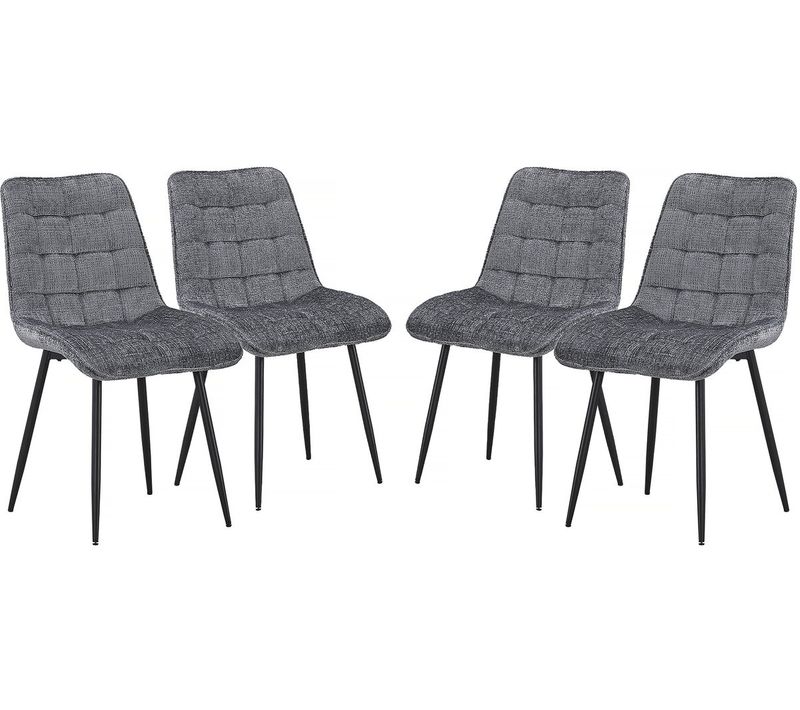 Chaise De Salle à Manger En Tissu Haut De Gamme  "yanis" - Lot De 4 - Gris