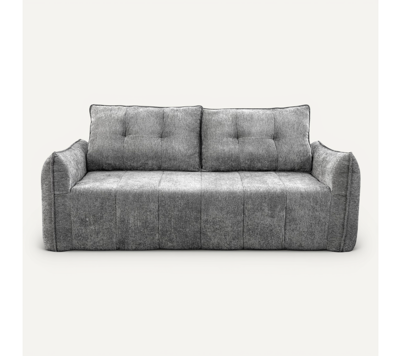 Canapé Droit Compressé En Tissu Texturé "silvano" - 3 Places - Gris