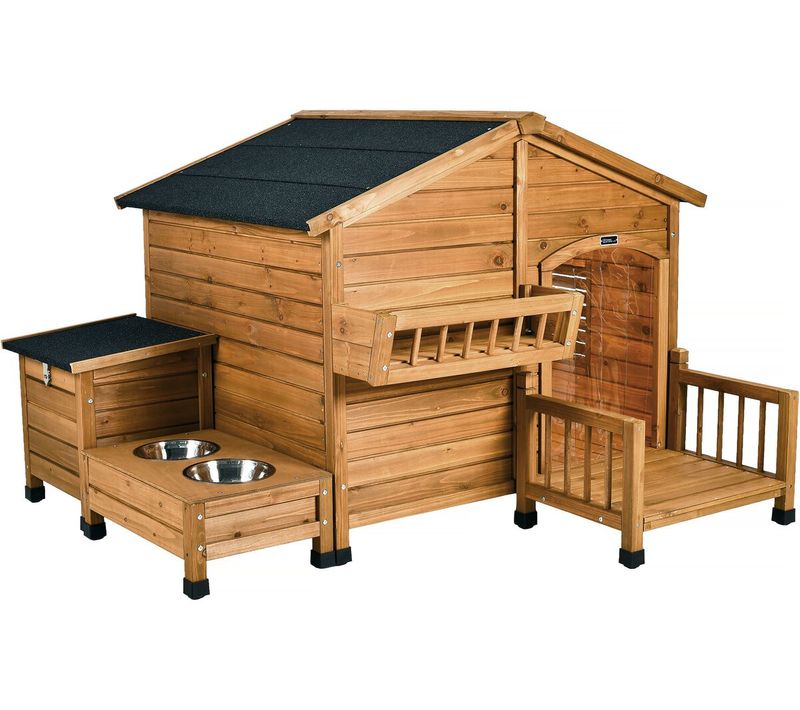 Niche Pour Chien En Bois Avec Mangeoire Et Boite De Rangement "rusty" - 151 X 138 X 100 Cm - Marron