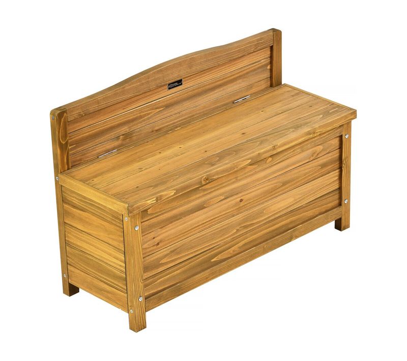 Banc Coffre De Jardin En Bois "ben" - 90 X 33 X 60 Cm - Marron