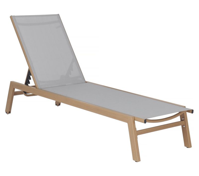 Bain De Soleil En Aluminium Imitation Bois "elysia" - Gris Clair