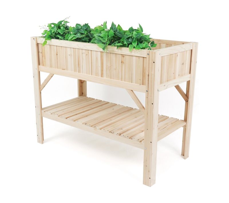 Carré Potager En Bois Sur Pieds "magnolia" - 115 X 57 X 90 Cm - Beige