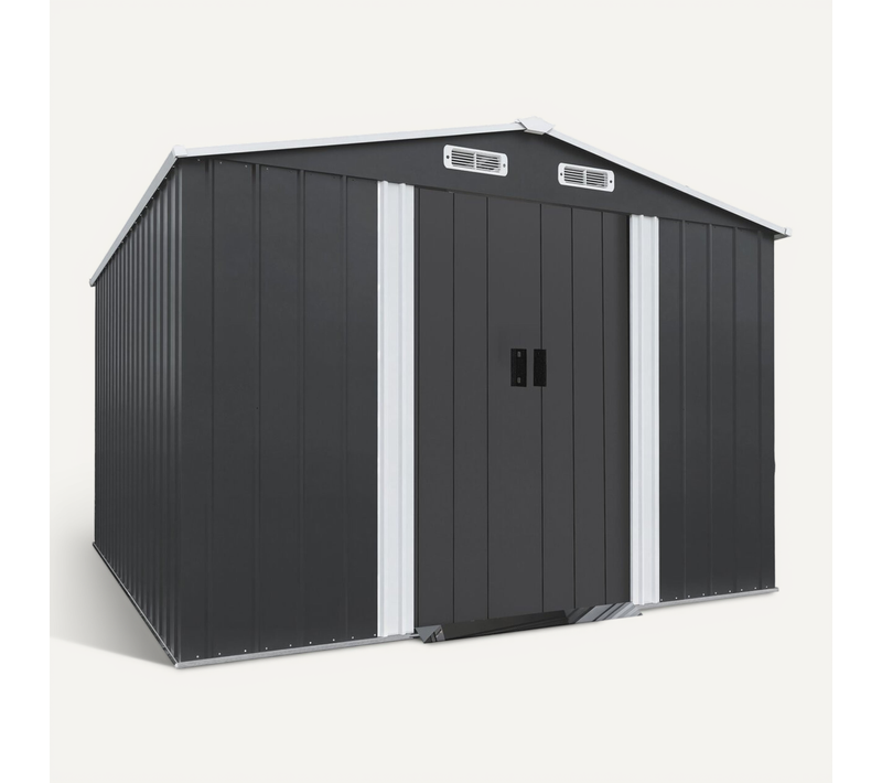 Abri De Jardin Métal Avec Porte Coulissante "boston" - 8 M² - Gris