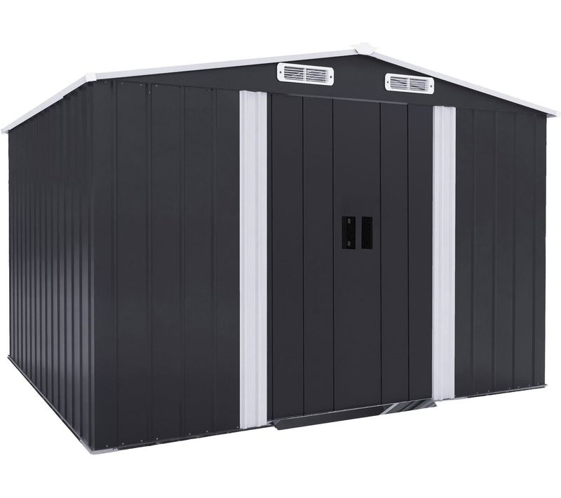 Abri De Jardin Métal Avec Porte Coulissante "boston" - 6,54 M² - Gris