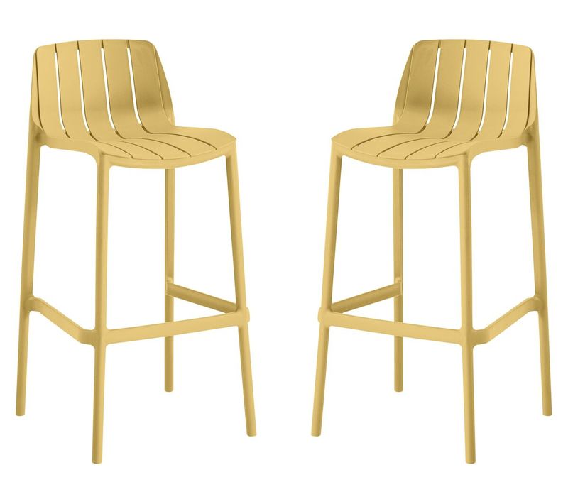 Lot De 2 Chaises Hautes De Jardin Empilable "vaena" - Jaune