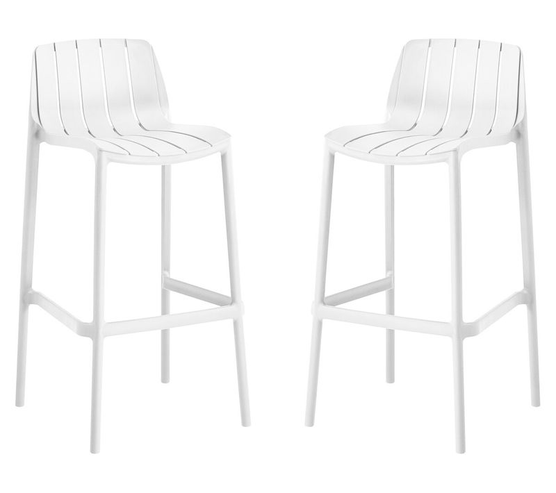 Lot De 2 Chaises Hautes De Jardin Empilable "vaena" - Blanc