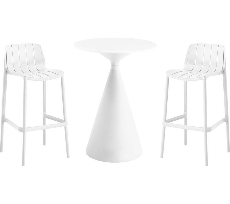 Table Et Chaises Hautes De Bistrot Empilables "vaena" - 2 Places - Blanc