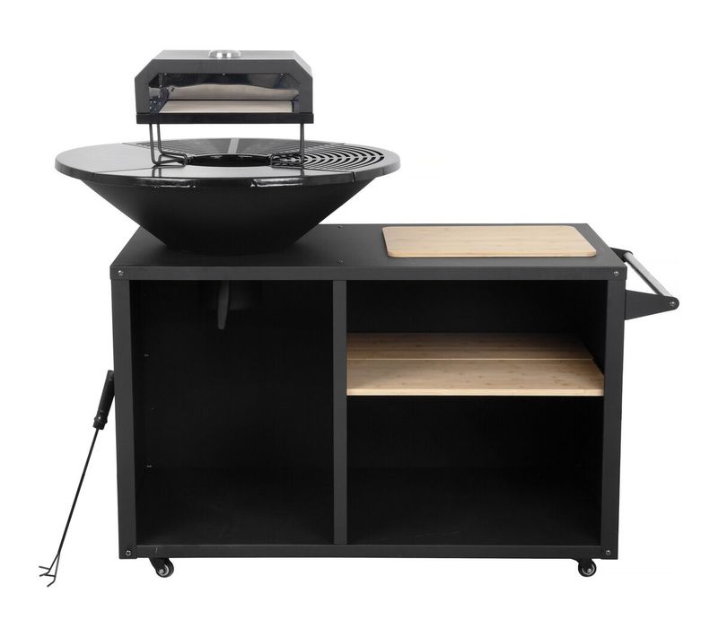 Barbecue Plancha Brasero Avec Four à Pizza "maréchal" - D. 81 Cm  - Noir