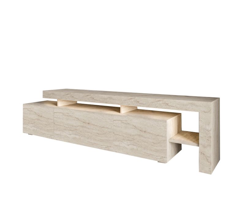 Meuble TV En Bois "beliz" - 192 X 37 X 53 Cm - Travertin