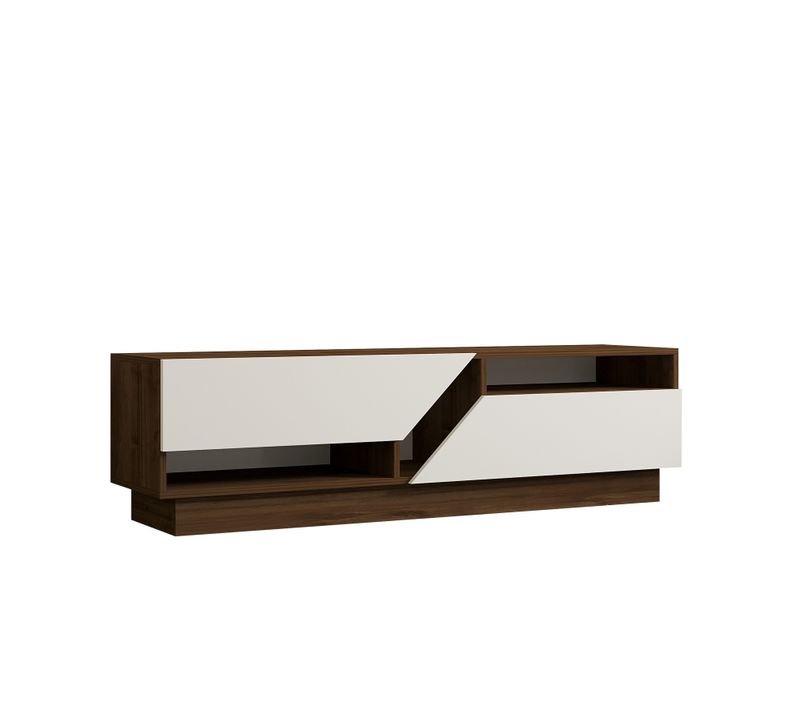 Meuble TV En Bois "koza" - 160 X 40 X 45 Cm - Noyerblanc