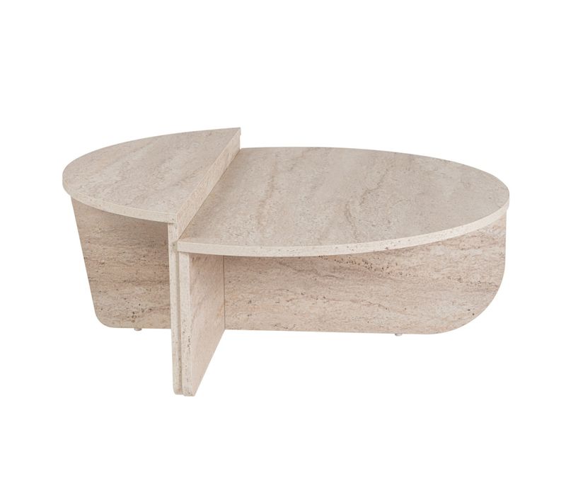 Table Basse En Bois "orion" - 90 X 60 X 30 Cm - Travertin