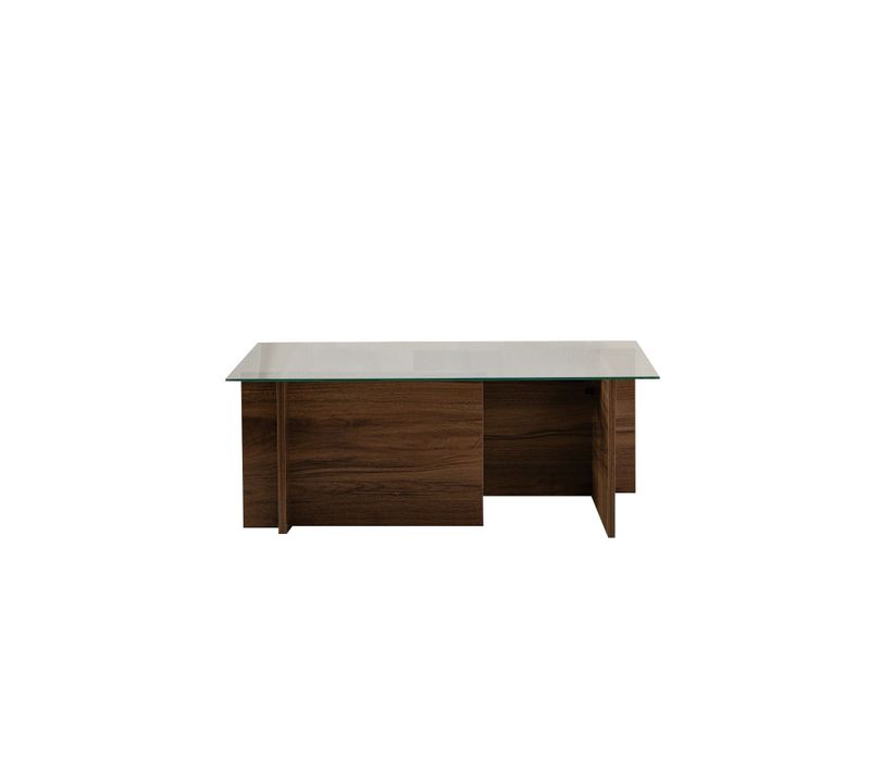 Table Basse En Bois "vetrino" - 105 X 65 X 40 Cm - Noyer